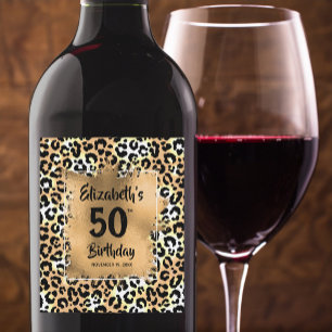 Étiquette Pour Bouteilles De Vin Leopard Poster de animal 50e anniversaire Personna
