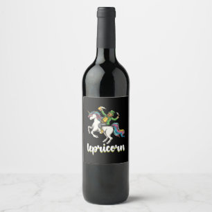 Étiquette Pour Bouteilles De Vin Lepricorn Leprechaun Unicorn St Patrick's Day