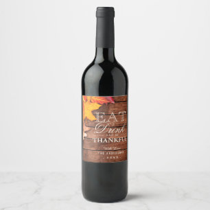 Étiquette Pour Bouteilles De Vin L'érable en bois rustique d'automne part de la