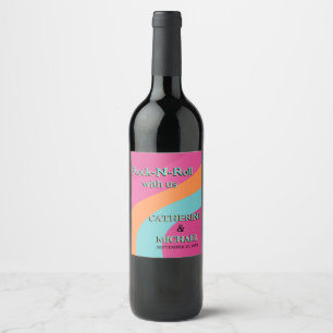 Étiquette Pour Bouteilles De Vin Les années 70 rétro Super Fuchsia Mariage