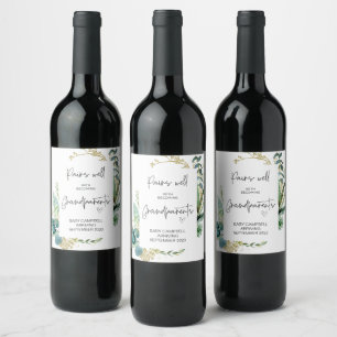 Étiquette Pour Bouteilles De Vin Les grands-parents de la Faire-part de la grossess