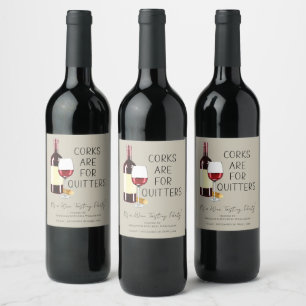 Étiquette Pour Bouteilles De Vin "Les lièges sont pour les quitters" Aquarelle Roug