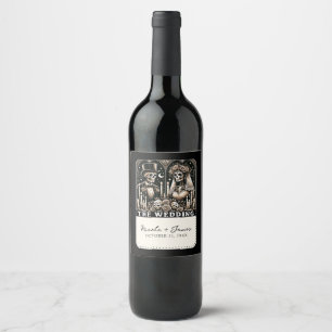 Étiquette Pour Bouteilles De Vin LES SQUELETTES DU TAROT DU MARIAGE Mariée & Mari