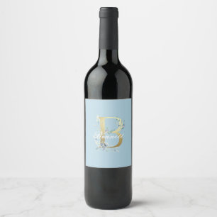Étiquette Pour Bouteilles De Vin Lettre "B" dorée personnalisable