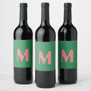 Étiquette Pour Bouteilles De Vin LETTRE INITIALE CLAIRE   Vert algues
