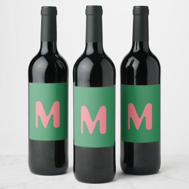 Étiquette Pour Bouteilles De Vin LETTRE INITIALE CLAIRE | Vert algues (Bouteilles)
