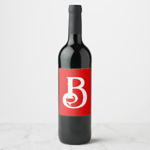 Étiquette Pour Bouteilles De Vin Lettre initiale monogramme rouge blanc classique