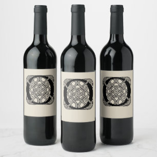 Étiquette Pour Bouteilles De Vin Lettre O Monogramme Impression de nœud celtique vi