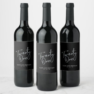 Étiquette Pour Bouteilles De Vin Lettres noires et argentées pour une fête d'annive