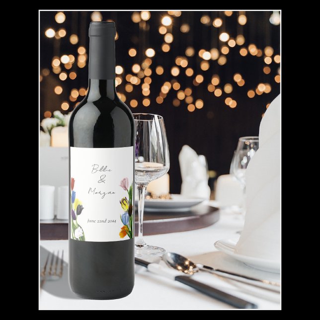 Étiquette Pour Bouteilles De Vin LGBTQ plus Fleurs tulipes (Créateur téléchargé)