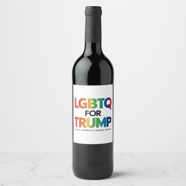 ÉTIQUETTE POUR BOUTEILLES DE VIN LGBTQ POUR TRUMP GAY LESBIAN POUR TRUMP 2024 (Devant)