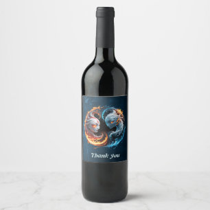 Étiquette Pour Bouteilles De Vin L'harmonie élémentaire, yin et yang de la nature.