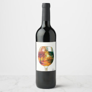 Étiquette Pour Bouteilles De Vin L'histoire d'automne dans un verre de vin