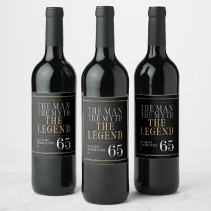 Étiquette Pour Bouteilles De Vin L'Homme La Légende 65e Anniversaire