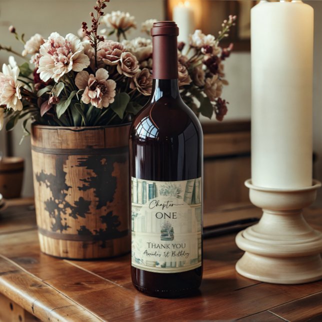 Étiquette Pour Bouteilles De Vin Library Chapter ONE Blue Boy Book 1st Birthday (Créateur téléchargé)