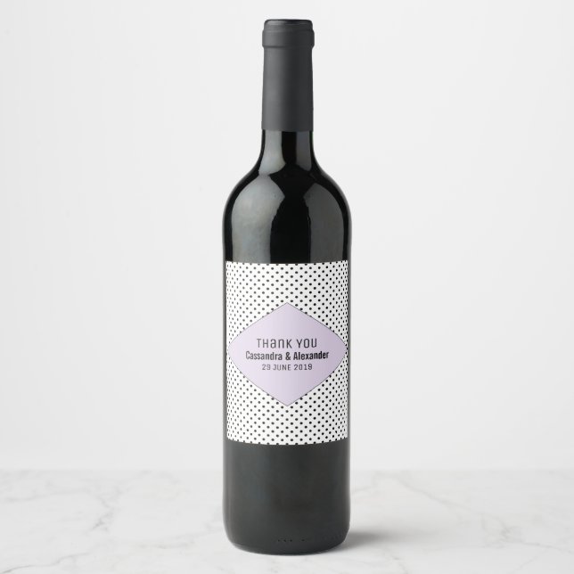 Étiquette Pour Bouteilles De Vin Lilac Mariage Pois moderne (Devant)