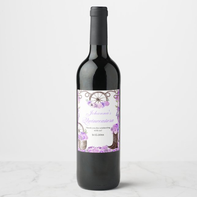 Étiquette Pour Bouteilles De Vin Lilac Purple Western Charro (Devant)