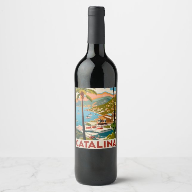 Étiquette Pour Bouteilles De Vin L'île de Catalina (Devant)