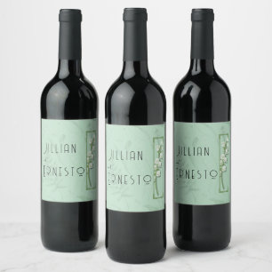 Étiquette Pour Bouteilles De Vin Lily de Vallée avec des fougères Vert doux