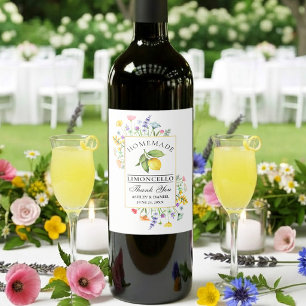 Étiquette Pour Bouteilles De Vin Limoncello de mariage aux fleurs sauvages aquarell