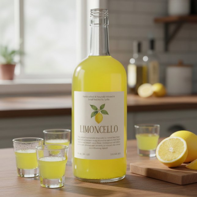 Étiquette Pour Bouteilles De Vin Limoncello Élégant Fait Main (Créateur téléchargé)