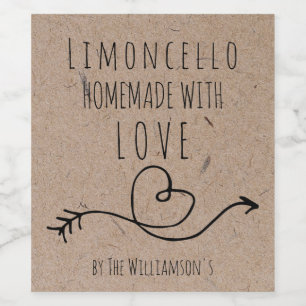 Étiquette Pour Bouteilles De Vin Limoncello en papier kraft fait avec amour