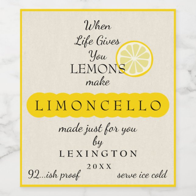 Étiquette Pour Bouteilles De Vin Limoncello Maison Quand La Vie Vous Donne Des Citr (Étiquettes simples)