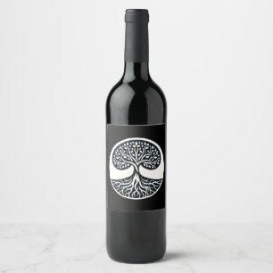 Étiquette Pour Bouteilles De Vin L'interconnexion de la nature - Arbre Vector Art