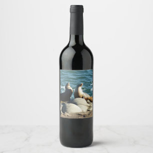 Étiquette Pour Bouteilles De Vin Lions de la mer de San Diego