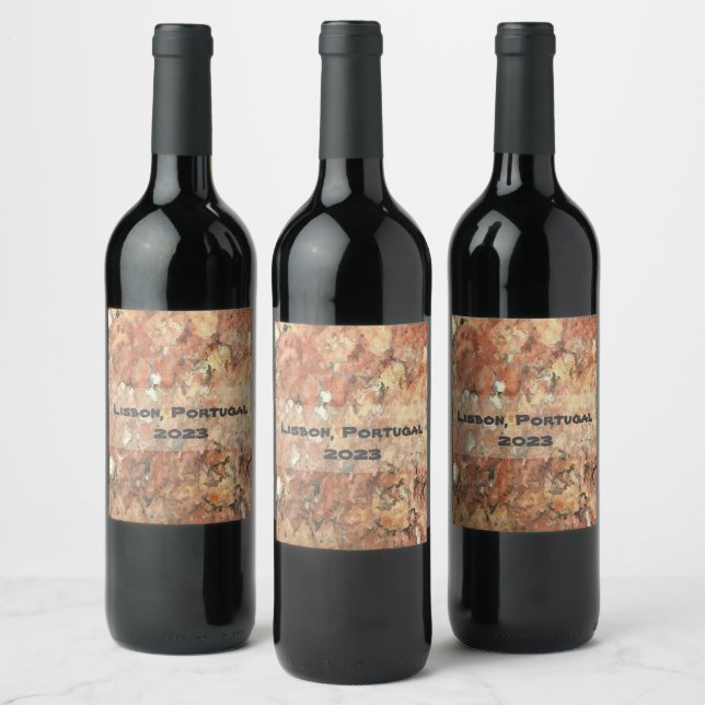 Étiquette Pour Bouteilles De Vin Lisbonne Orange Brown Abstrait (Bouteilles)