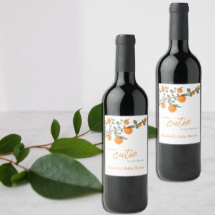Étiquette Pour Bouteilles De Vin Little Cutie Orange Baby shower neutre de genre