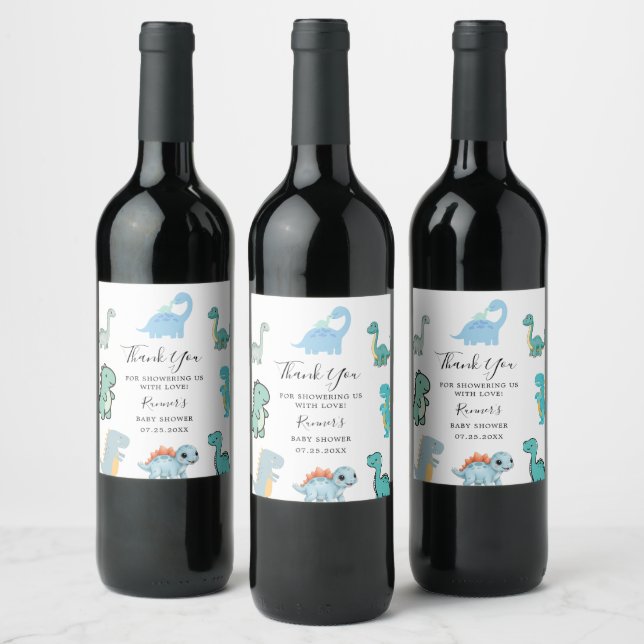 Étiquette Pour Bouteilles De Vin Little Dinosaur Cute Baby Shower (Bouteilles)