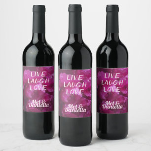 Étiquette Pour Bouteilles De Vin Live Laugh Love Purple Peony Floral