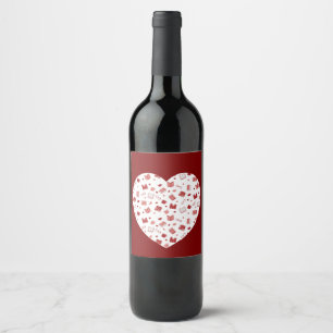 Étiquette Pour Bouteilles De Vin Livre rouge mignon et Motif de lecture à coeur