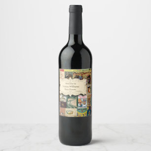 Étiquette Pour Bouteilles De Vin Livres vintages Apportent Un Baby shower De Livre