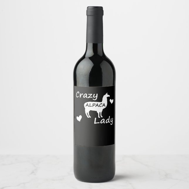 Étiquette Pour Bouteilles De Vin Llama Gift | Dame folle d'Alpaca (Devant)