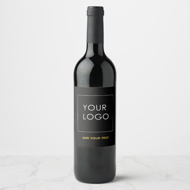 Étiquette Pour Bouteilles De Vin Logo de société d'entreprise noir personnalisable  (Devant)