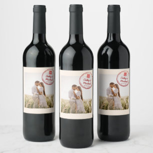 Étiquette Pour Bouteilles De Vin Logo de tampon de mariage chinois photo de couple