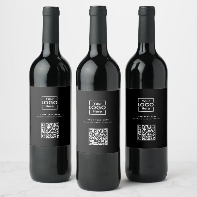 Étiquette Pour Bouteilles De Vin Logo d'entreprise Code QR Noir Entreprise (Bouteilles)