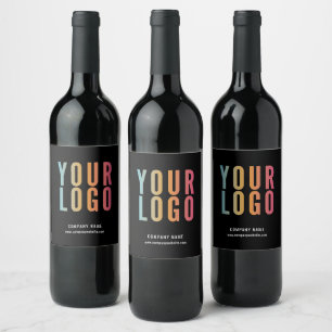 Étiquette Pour Bouteilles De Vin Logo d'entreprise Moderne Promotionnel Noir
