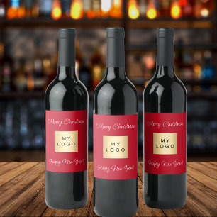 Étiquette Pour Bouteilles De Vin logo d'entreprise rouge Noël