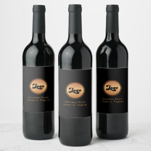 Étiquette Pour Bouteilles De Vin Logo Or et Texte Personnalisé Entreprise Commercia