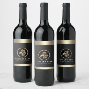 Étiquette Pour Bouteilles De Vin Logo Professionnel Élégant Gold Lion