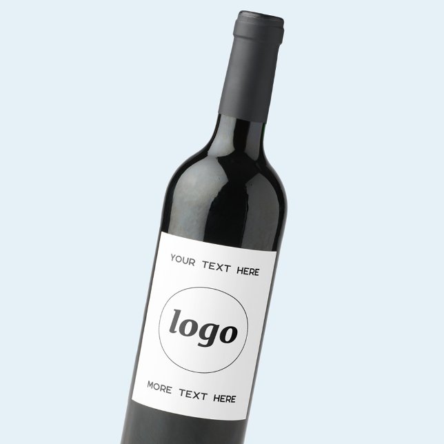 Étiquette Pour Bouteilles De Vin Logo Simple Avec Texte Professionnel Promotionnel (Custom logo with text business promotional wine bottle label)
