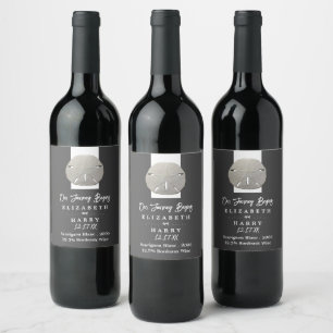 Étiquette Pour Bouteilles De Vin Lone Sand Dollar - Charcoal Grey - Beach Wedding
