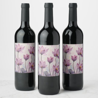 Étiquette Pour Bouteilles De Vin Lotus – Peinture à l'huile