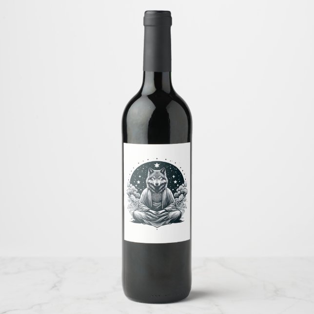 Étiquette Pour Bouteilles De Vin Loup conscient (Devant)