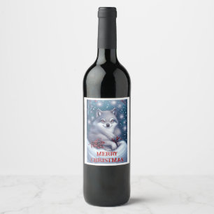 Étiquette Pour Bouteilles De Vin Loup de Noël - Étiquette de vin
