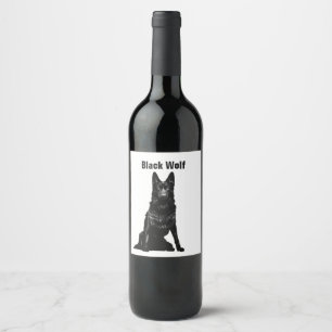 Étiquette Pour Bouteilles De Vin Loup noir