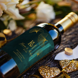 Étiquette Pour Bouteilles De Vin Lumière de la Lune Merci Emerald Green ID881